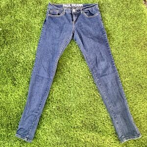 Paul Frank Womens Size 7 Blue Denim Jeans Embroidered Julius Monkey on Pocket